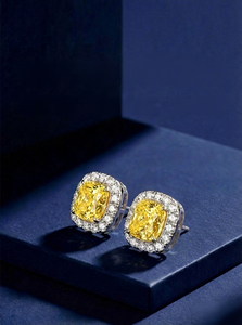 Pendientes de Diamantes Amarillos en Forma de Cubo, Ideales para Eventos Sociales y Fiestas, Pendientes de Diamantes Amarillos Personalizados - Product Image 2