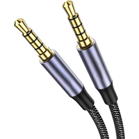 Cable de Audio Trrs Auxiliar de Nylon Trenzado de Alta Calidad con Conectores Chapados en Oro, 3.5mm, para Micrófono/Altavoz/Monitor, Venta al Por Mayor de Fábrica