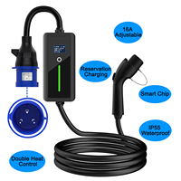 Nouveau chargeur EV portable GBT 32A 7,68 kW IP66 étanche, prise CEE bleue, câble de charge pour véhicule électrique