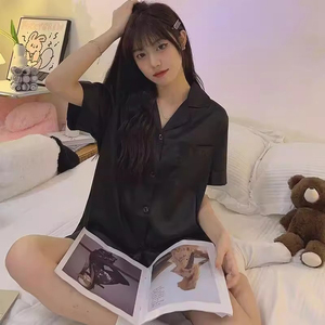 2025 High Quality Women Pajamas <strong>Pj</strong> Sets Satin Pjs Silk Woman Nightgown Short Pijamas Set Nighty Nightwear Summer Sleepwear - Product Image 5