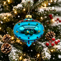 Trottola in Vetro Dipinta a Mano Premium Eco-Friendly con Punti Colorati, Colore Personalizzabile, Stile Vintage, Ornamento Natalizio