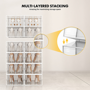 Hộp giày nhựa xếp chồng được, trong suốt, kiểu giày thể thao, kết hợp hộp giày nhựa gấp gọn, hộp giày có cửa đóng từ tính - Product Image 4