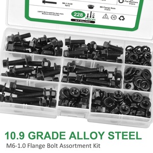 M6 <b>Flange</b> <b>Bolts</b> Hex Nut Washer Kit 228 Pcs Grade 10.9 High Strength Construction Industry Use - Product Image 3