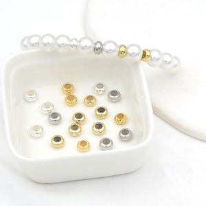 Cuentas redondas chapadas en cobre, oro de 14 quilates y plata para hacer pulseras, accesorios de joyería DIY, cuentas de abaco con pegamento SX0113 - Product Image 1