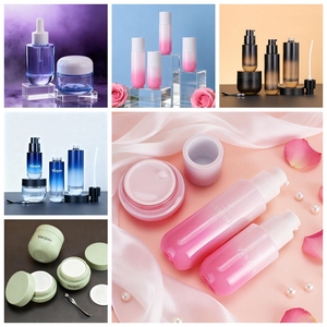 Juego de Botellas de Vidrio Rosa Degradado con Base Pesada al por Mayor, 30ml y 120ml, Botella Vacía para Lociones Cosméticas y Tarro para Crema Facial para Niñas - Product Image 2