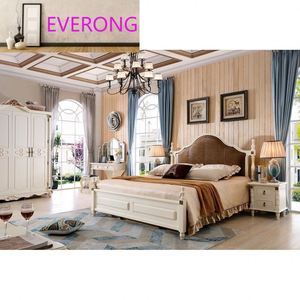 ไม้และแผ่นเอ็มดีเอฟ E1 สำหรับชุดเฟอร์นิเจอร์ห้องนอน เตียงควีนไซส์ เตียงคู่แบบเรียบง่าย ผลิตจากเฟอร์นิเจอร์ไม้เนื้อแข็งสำหรับบ้าน - Product Image 1