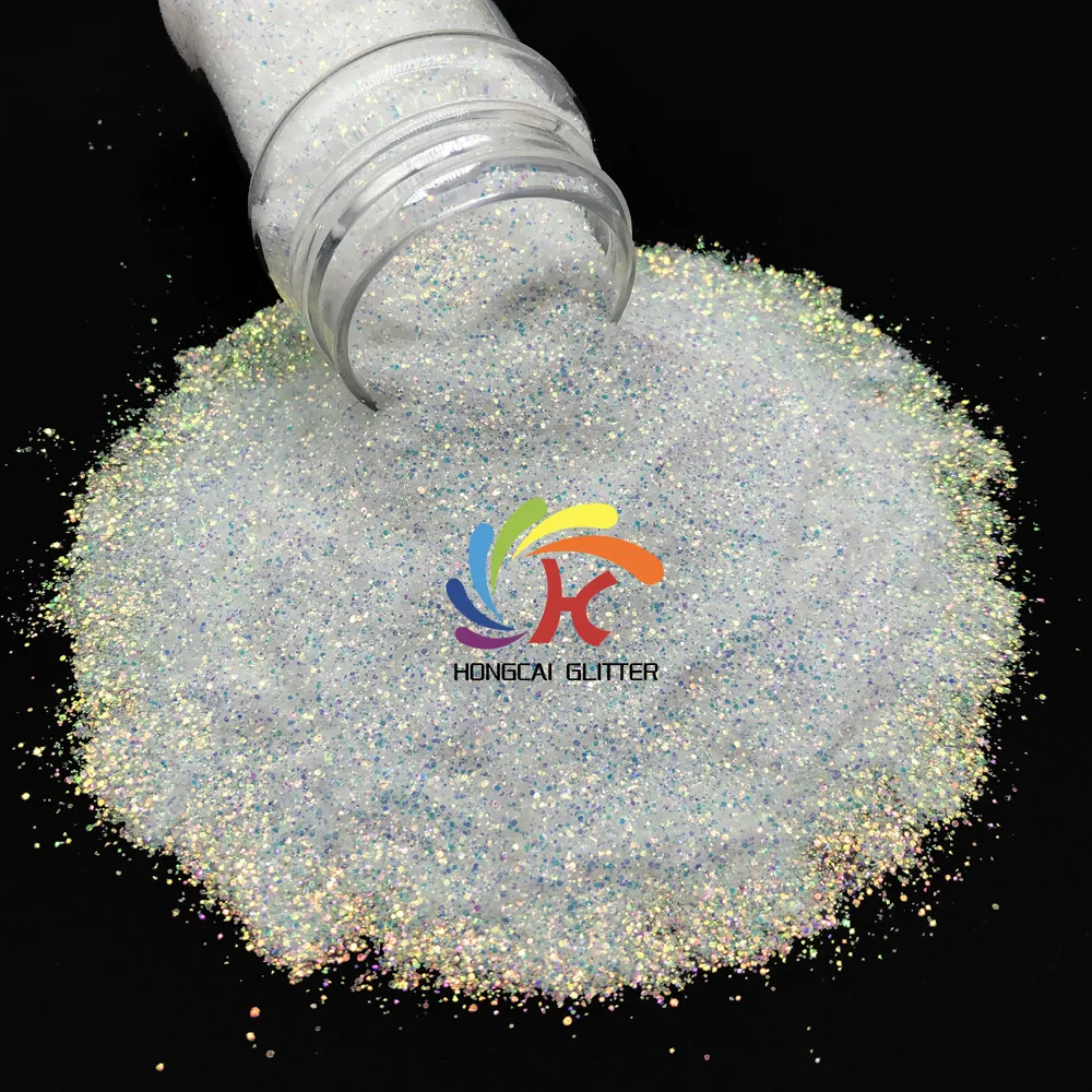 Granel inverno poliéster glitter branco misturado robusto arco-íris glitter para tumblers de resina