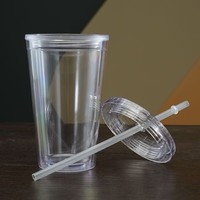 Gobelet en plastique sans BPA avec paille, 22 oz, anti-fuite, pour camping en plein air, vente en gros, OEM