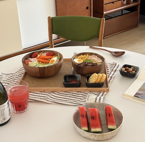 Diskon besar praktis mangkuk saji kayu Acacia coklat alami untuk buah atau salad di dapur - Product Image 6