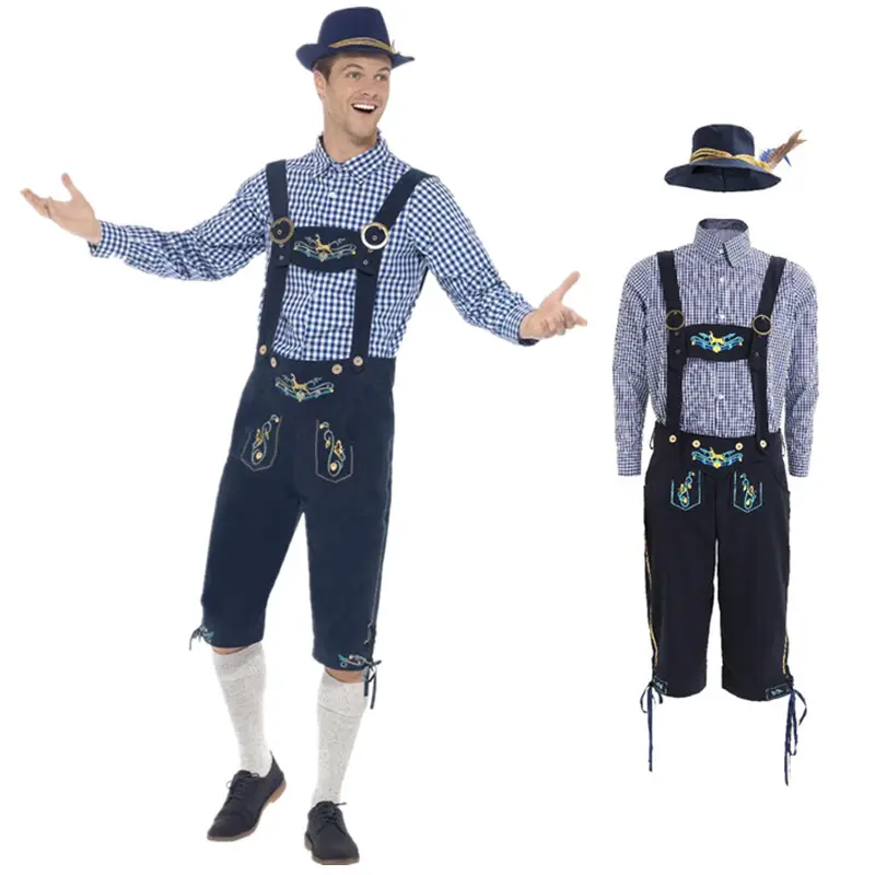 3 Buah Oktoberfest Kostum Bir Jerman Lederhosen Oktoberfest Pria Kostum Halloween Kostum Pertunjukan Panggung Dewasa Pakaian