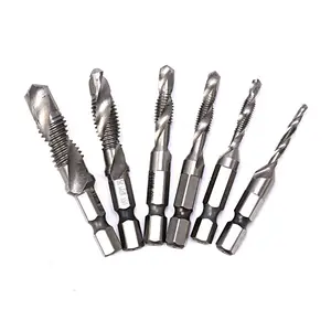 SUBORUI 6pcs HSS M35 M2 Combination Drill Tap set for drilling and tapping compounded drill thread