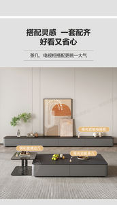 Table basse et <span class=keywords><strong>meuble</strong></span> <span class=keywords><strong>TV</strong></span> modernes avec plateau en pierre frittée et bois, <span class=keywords><strong>meuble</strong></span> <span class=keywords><strong>TV</strong></span> pour salon - Product Image 6