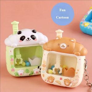 Cute Cartoon Animal Shape Plastic Claw Machine Keychains Mini Interactive Toy <b>Key</b> <b>Rings</b> <b>Bag</b> Charms Creative Fun Accessories Kids - Product Image 3
