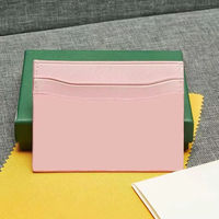 Dompet Mini Kulit PU Desainer Mewah, Tempat Kartu, Kantong Kunci, Dompet Saku untuk Kartu Kredit, Pria & Wanita, dengan Kotak