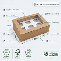 Boîte à gâteau rectangulaire en papier kraft avec fenêtre transparente, qualité alimentaire, personnalisable, pour cupcakes, tartes aux œufs, pâtisseries, à emporter, boulangerie Wenzhou