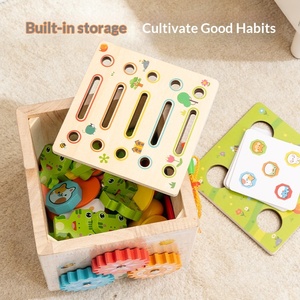 กล่องไม้มัลติฟังก์ชั่นหลากสีสำหรับขายส่ง ของเล่นไม้เสริมพัฒนาการแบบมอนเตสซอรี่ ของเล่นตกปลาไม้สำหรับเด็กมาใหม่ - Product Image 5
