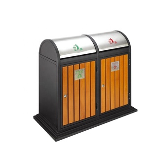 De alta calidad al aire libre de <span class=keywords><strong>la</strong></span> calle de madera Parque <span class=keywords><strong>basura</strong></span> público residuos bin - Product Image 4