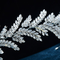 Nouveau Style dames fleur cheveux cerceau petite princesse anniversaire dîner feuille forme Zircon bandeau couronne