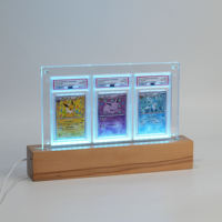 Présentoir en bois élégant pour cartes PSAs avec LED, 3 emplacements, pour collectionneurs (vente en gros)