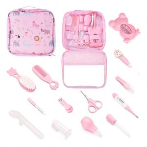 Ensemble de soins pour bébé de 13 pièces, essentiels pour nouveau-nés, kit de manucure, coupe-ongles, soins bucco-dentaires, brosse à cheveux, peigne, silicone rose/bleu/jaune - Product Image 2