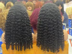 Parrucche ricci senza colla per capelli umani birmani all'ingrosso pizzo naturale trasparente parrucca riccia a onda cruda birmana - Product Image 3