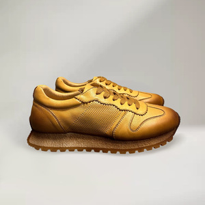 Qinhong Genuine Leather Breathable Training Shoes Men's Lace-up Casual Sports Shoes Lightweight <b>Low</b> <b>Heel</b> Daily Wear - Product Image 3