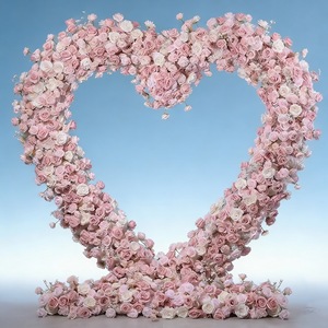 Arco de flores artificiales para boda, arco de flores rosas en forma de corazón para decoración de eventos y telón de fondo - Product Image 1