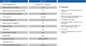 Machine à souder à l'arc portative avec machine à souder MMA triphasée pour machine à souder MMA 500 - Product Image 4
