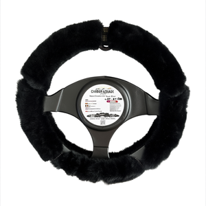 Housse de volant en fausse fourrure noire 37-39 cm, pour voiture, hiver, chaud - Product Image 2