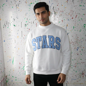 Sudadera STARS ASH GREY con Cuello Alto, 100% Algodón, Apliques Bordados, Estilo Vintage de Invierno, Hilos Finos - Product Image 1