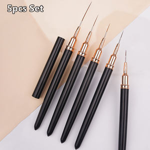Stylo pinceau à ongles 5 pièces/ensemble, ensemble de pinceaux pour nail art, pinceaux à rayures allongés, dessin professionnel, stylo de peinture à ongles - Product Image 3