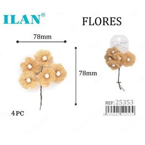 Ilan Flores Fiori Secchi da 78mm con Perle, Set da 4 Pezzi - Product Image 1