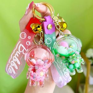 Kawaii Girl Boy Keyring Holder Creative Floating Oil Acrylic Bagpack Pendant Car <b>Key</b> <b>Ring</b> Cute Liquid Astronaut Keychain - Product Image 2