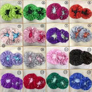 Bonnet de nuit en soie ajustable avec logo personnalisé, bande large élastique, bonnet de sommeil en satin pour femmes aux cheveux bouclés - Product Image 2