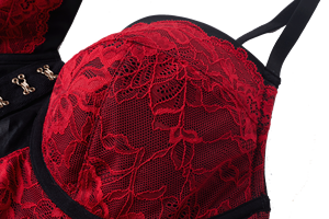 Completo Intimo Vintage da <span class=keywords><strong>Donna</strong></span> in Pizzo di Alta Qualità con Reggiseno a Balconcino e Slip a Vita Alta, Due Pezzi, in Vendita - Product Image 4