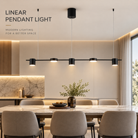 Luminaire suspendu moderne à 5 têtes, noir, LED 35W, pour salle à manger, îlot de cuisine, bar, comptoir, café, salon