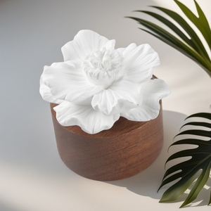 Difusor de yeso de cerámica perfumado con flores, Base de madera para decoración de fragancia de oficina en casa, ambientador de aire de escritorio, piedra aromática - Product Image 3
