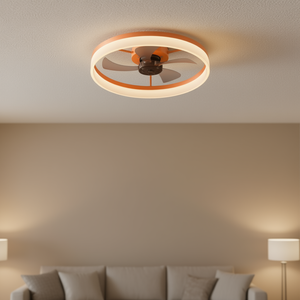 Modern LED <b>Ceiling</b> Fan With <b>Light</b> Dimmable Orange ABS Flush Mount 3 Blades DC Motor <b>Remote</b> <b>Control</b> Living Room D0100XFP3MU - Product Image 2