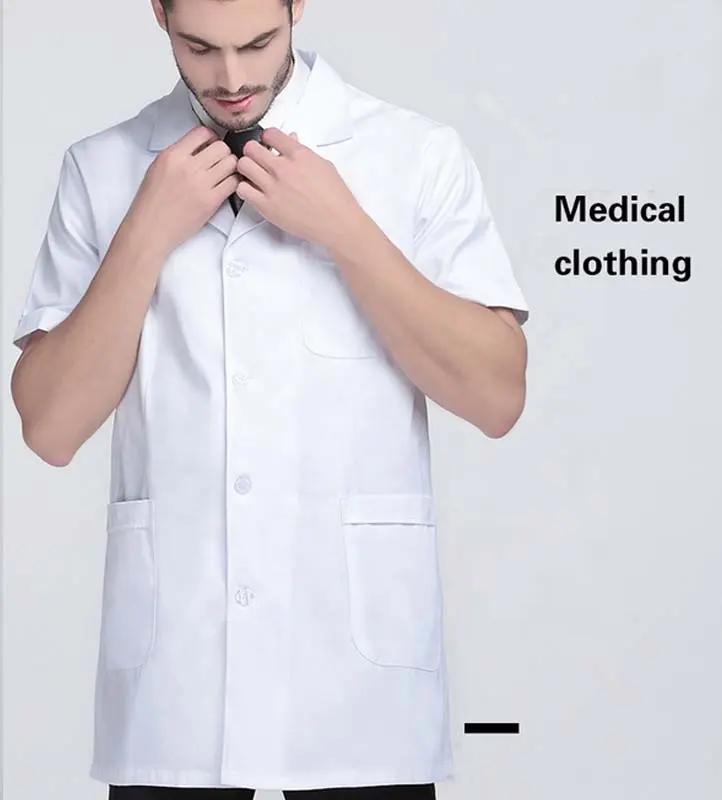コットンドクターズショートホワイトコート医療用半袖ジャケット大型診療所薬局医療用ユニフォーム