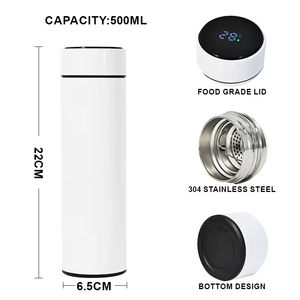 Bouteille d'eau intelligente personnalisée avec affichage de la température, 500 ml, sans BPA, en acier inoxydable, thermos, tasse à café - Product Image 3