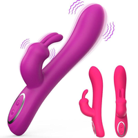 Silikon 2-in-1 Kaninchenvibrator für Frauen mit 10 Vibrationsmodi Zungenleckfunktion Rosenrot 100% Wasserdicht USB-Aufladbar