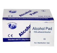 Lingettes antiseptiques en coton à 70 % d'alcool, à usage unique, emballées individuellement, pour le nettoyage et la désinfection des bijoux, des manucures et des téléphones (pour l'exportation)
