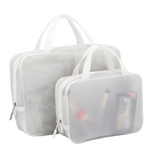 Travel Zipper Cosmetic <strong>Bag</strong> Blank Light Weight Large Capacity Frosted PVC EVA Mesh Hand Make up <strong>Toiletry</strong> Storage <strong>Bags</strong> Suit Case