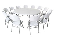 Tables Pliantes Rondes Robuste en Plastique d'Extérieur pour Mariages et Banquets de 1,8 m