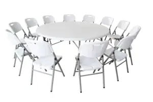 6ft Round Table Heavy Duty Outdoor Plastic Wedding Banquet Round 6ft Folding Tables