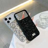 Coque de téléphone en cristal pour iPhone 17 avec diamants colorés luxueux pour iPhone 17 Pro Max, ornée de diamants étincelants et en caoutchouc souple