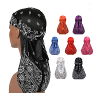Venta al por mayor personalizado mujeres sedoso Du Rags satén seda diseñador Paisley Durags para hombres senderismo montar capó ciclismo Durag