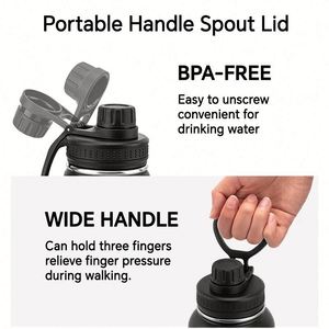 Botella de Agua Aislada al Vacío de Acero Inoxidable 304, Termo Portátil de Doble Pared con Asa para Deportes al Aire Libre - Product Image 5