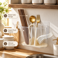 Support de rangement mural brillant pour vaisselle de cuisine, boîte à baguettes, conteneur de drainage portable en plastique pour la maison