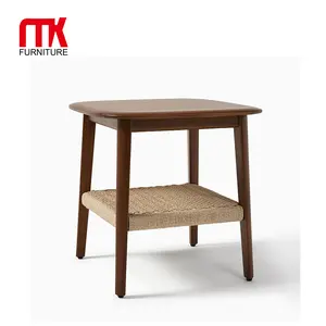 オークと大理石の無垢材のコーヒーサイドコンソール木製テーブル家具